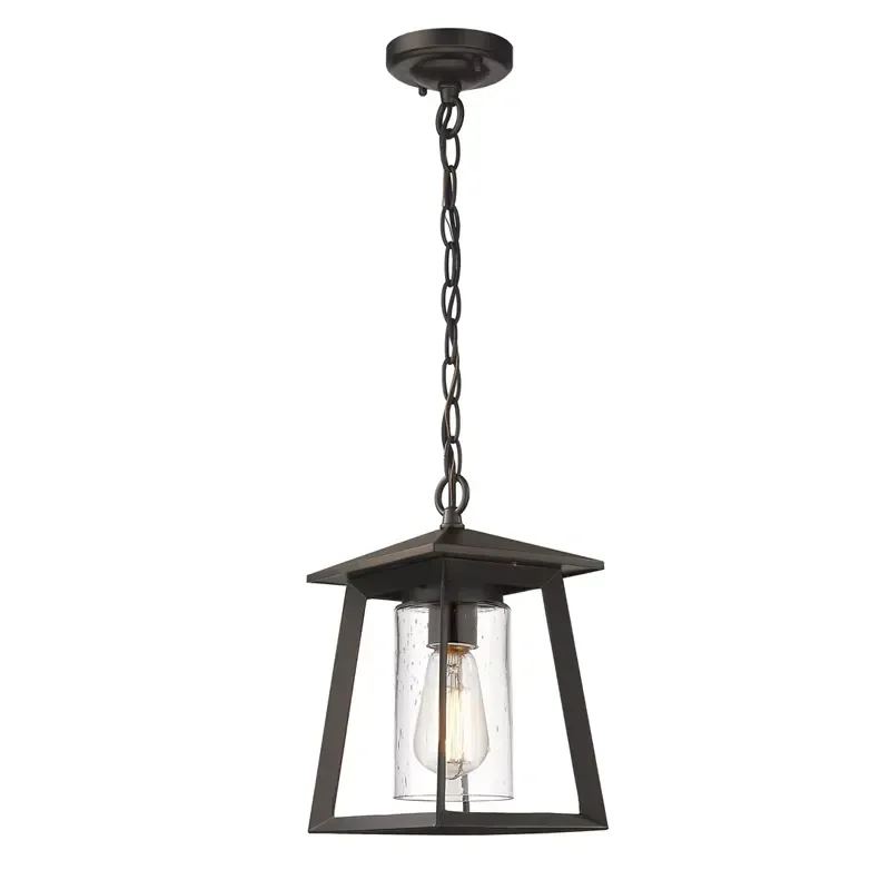 Waterproof Garden Light External Lighting Black Iron Transparent Seed Glass Single Outdoor Chandelier