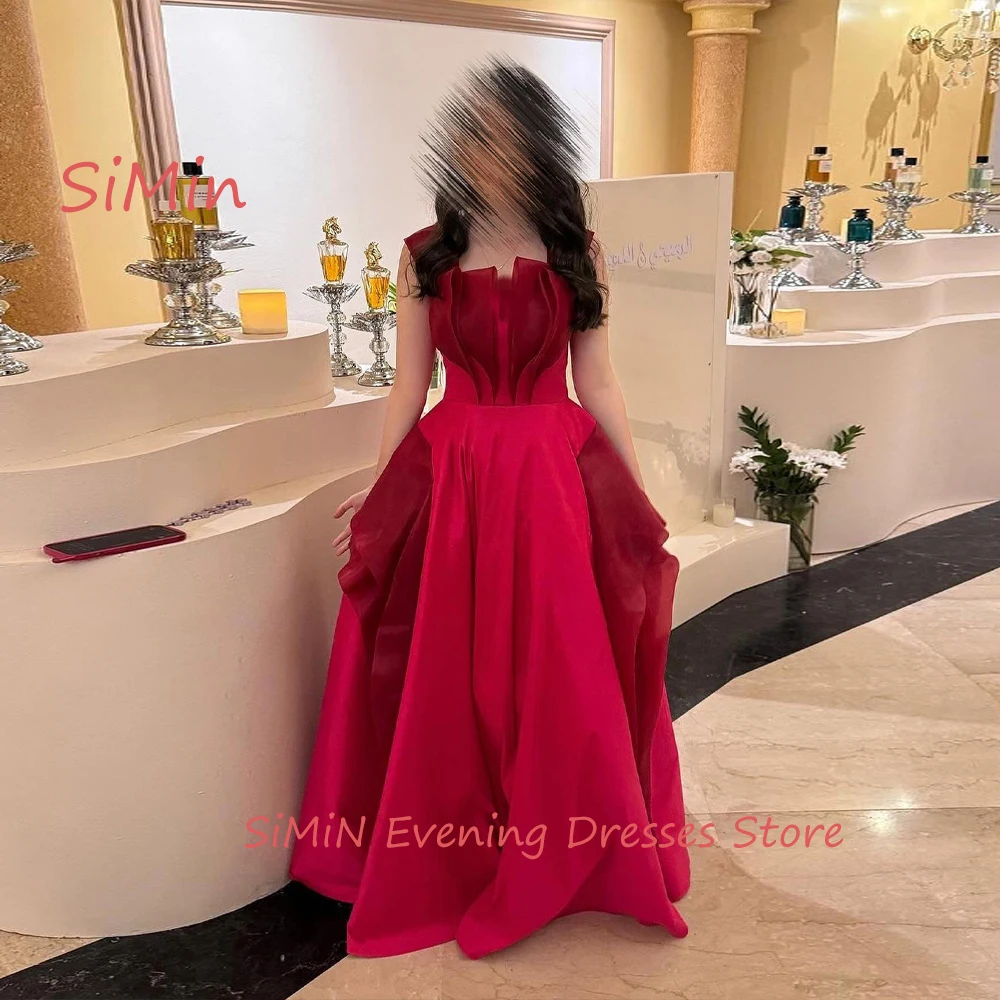 Simin Saudi Square Neckline Satin Simple Prom Ruffle A-Line Sleeveless Floor-Length Arab Evening Party dresses for women 2024