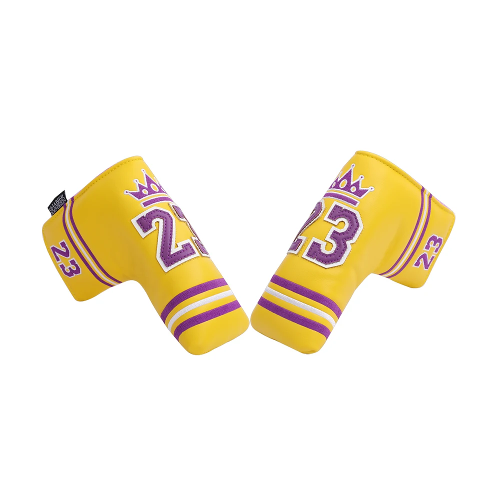 

Yellow #23 PU Leather Crown Applique Strong Magnetic Closure Golf Headcover Blade Putter Covers