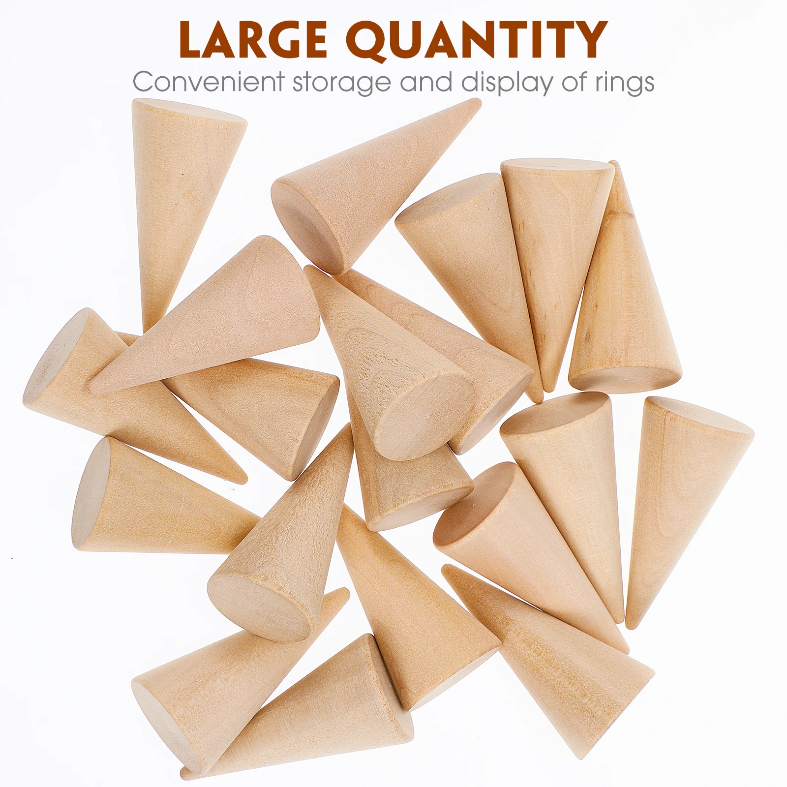 

20pcs Wood Cones Rings Display Stand DIY Craft naments Decorative Necklace Holder Practical Durable Jewelry ganizer