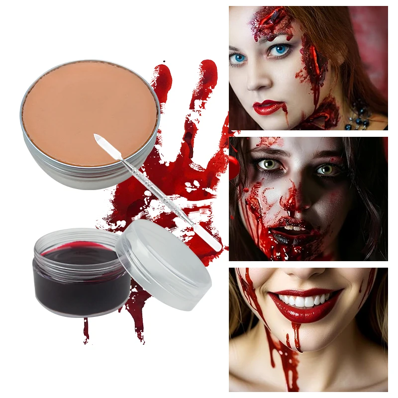 Fake Wound SFX Makeup Kit Face Body Paint Professional Stage Special Effects Halloween Wound Scar Wax Human Fake Blood