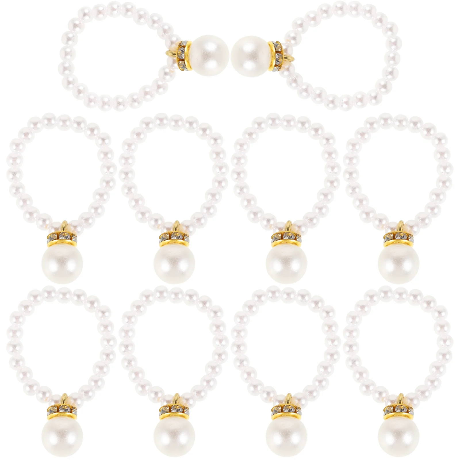 Set di 10 Ciondoli Decorativi a Forma di Paperella Gialla con Catena di Perle Finte per Accessori Miniatura e Fai-da-Te