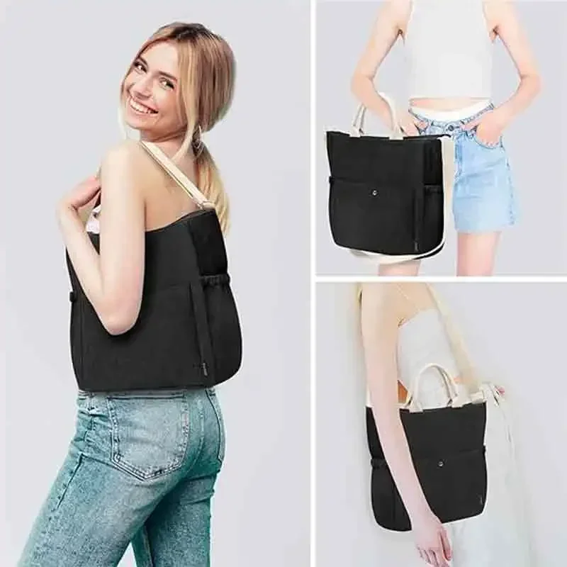 THW2 Large Capacity Canvas Versatile Handbag for Commuter Work Student Class Underarm Women's Bag