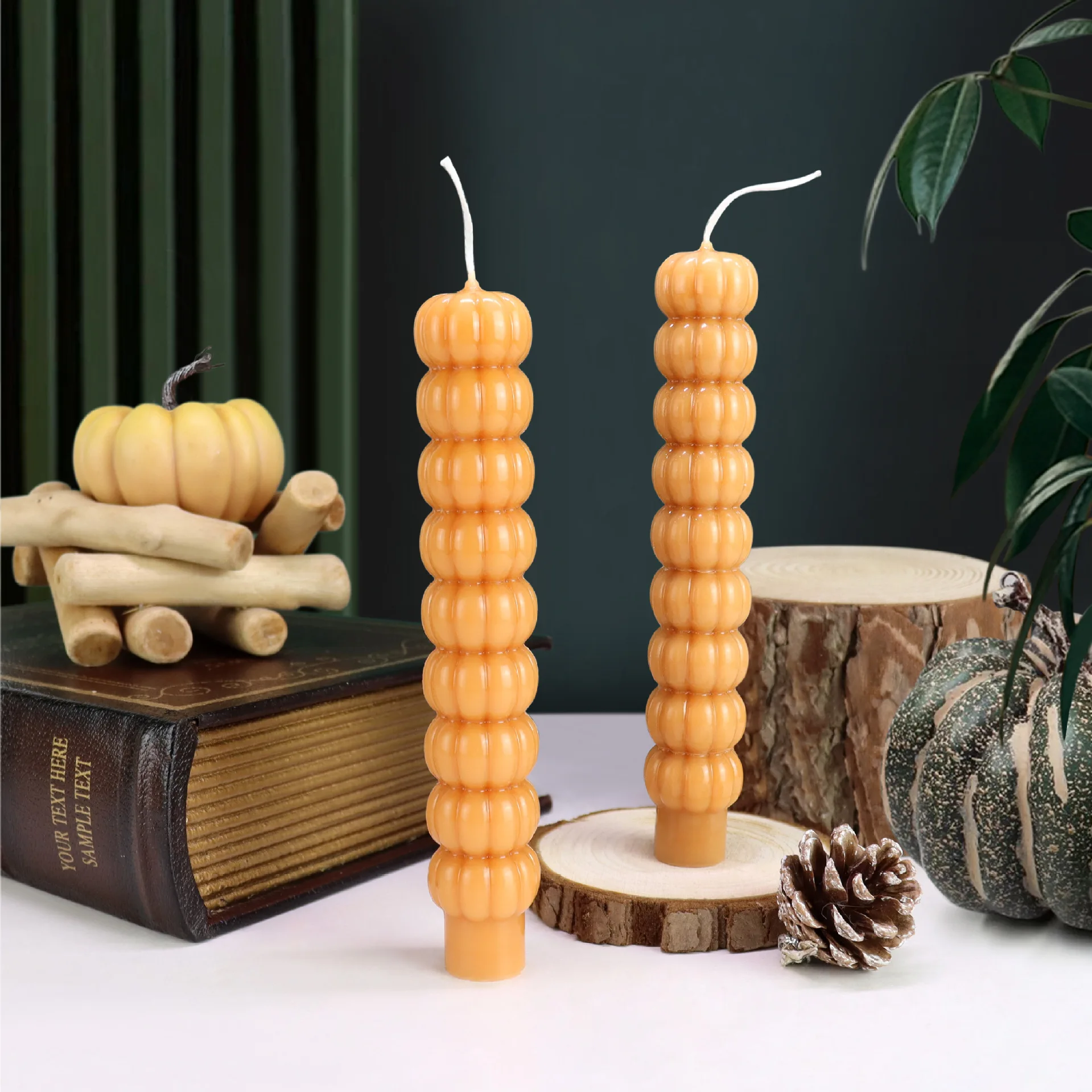 Kürbis Säule Kerze Stick Acryl Form Soja Wachs Form für Duft Kerze Herstellung Kerzenständer Halloween Danke geben Tag Dekor
