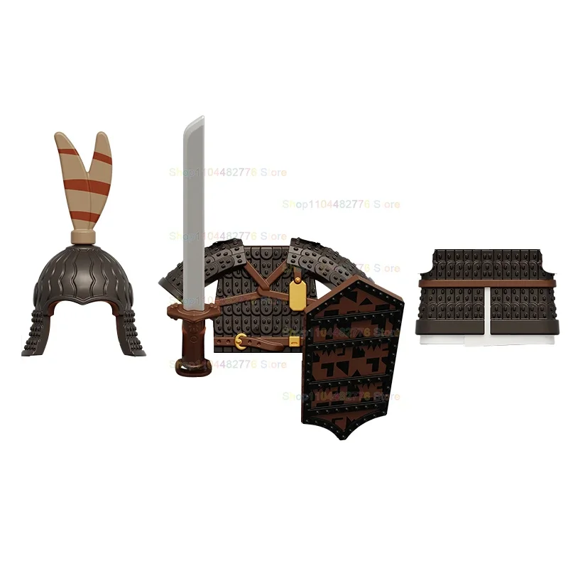 

MOC Tang Dynasty Chniese Soldiers mini Action Figure Models Compatible Building Block Weapons Accessories Toys for Kids Gifts