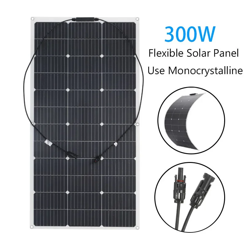 

600W 300W White Bottom PET Flexible Solar Panel Monocrystalline Cells Portable for Family Camping Yacht Street Light Emergency