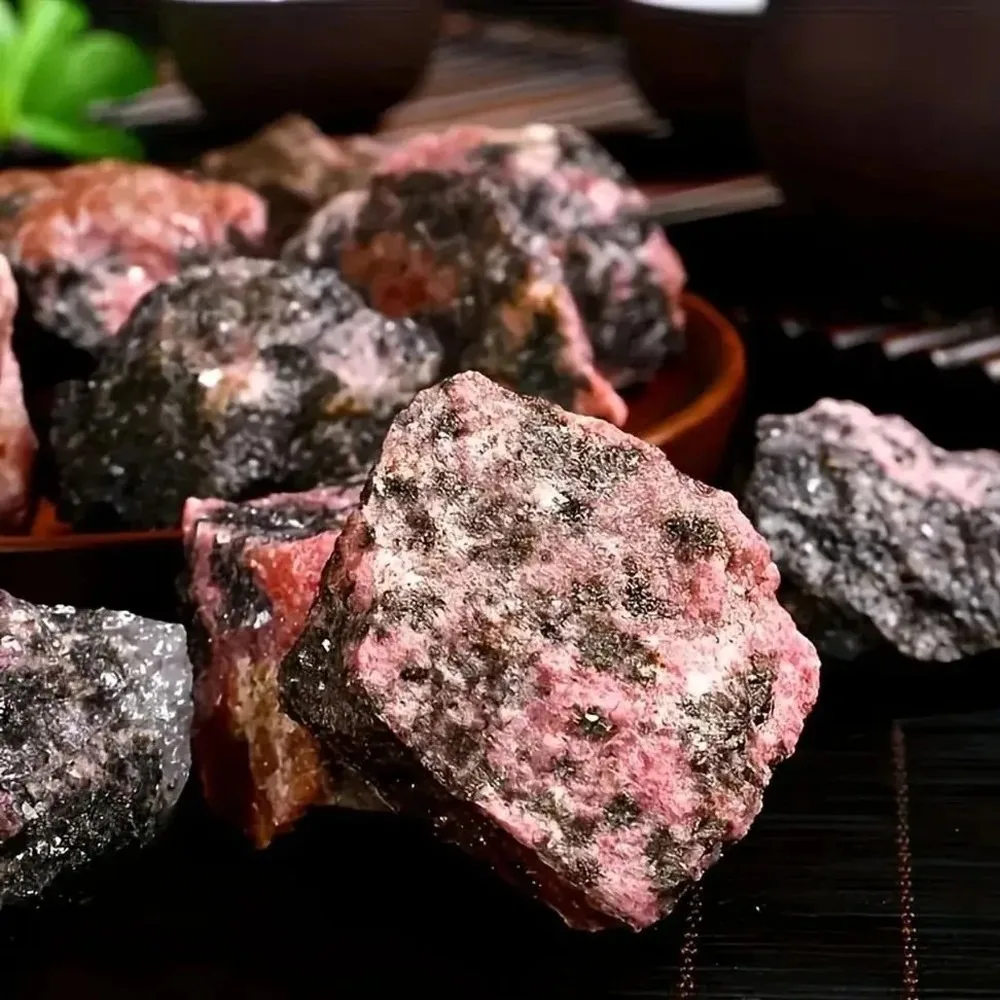 Rhodonite Raw Stone Specimens for Crystal Healing, Reiki, Meditation, Garden & Aquarium Decor, Natural Mineral Quartz