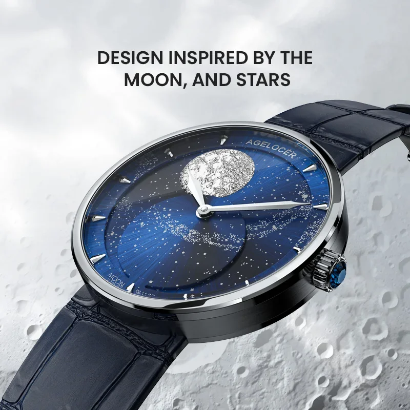 AGELOCER Original Astronomer Watch Women's Luxury Quartz Moon Phase Watch Birthday Gift for Women