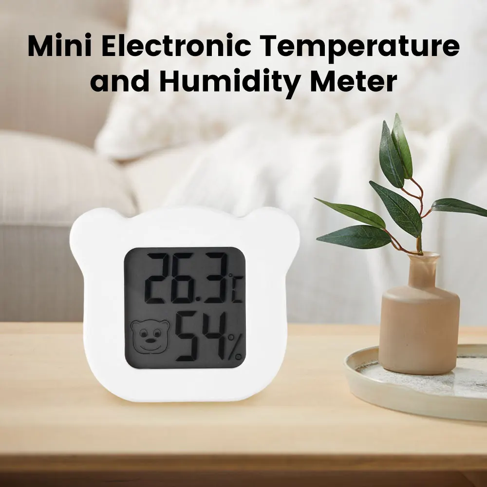 Cute Bear Shape High-precision Indoor Electronic Temperature Humidity Meter For Kids Study Room Bedroom -50~+70℃ 10~99%RH