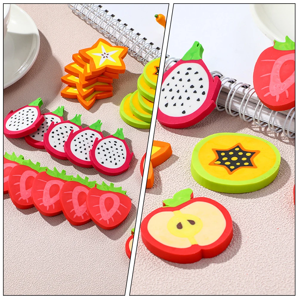 

1 set Fruit Cute Portable for Kids Students TPR Material Adorable Pencil Erasers Classroom Drawing Teaching Aids