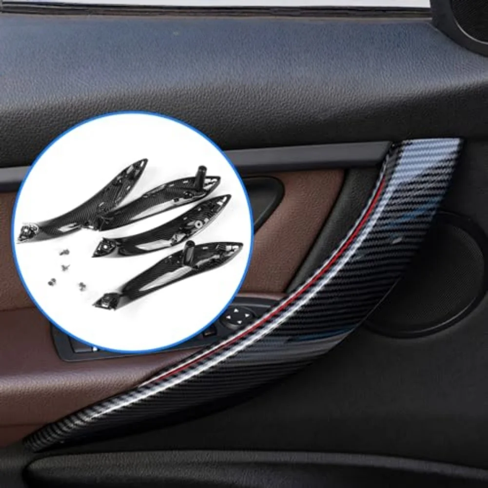4 шт. внутренних дверных ручек из ABS+PC с текстурой под карбон для BMW F30 F31 F80 2012-2018 (от 316i до 340i)
