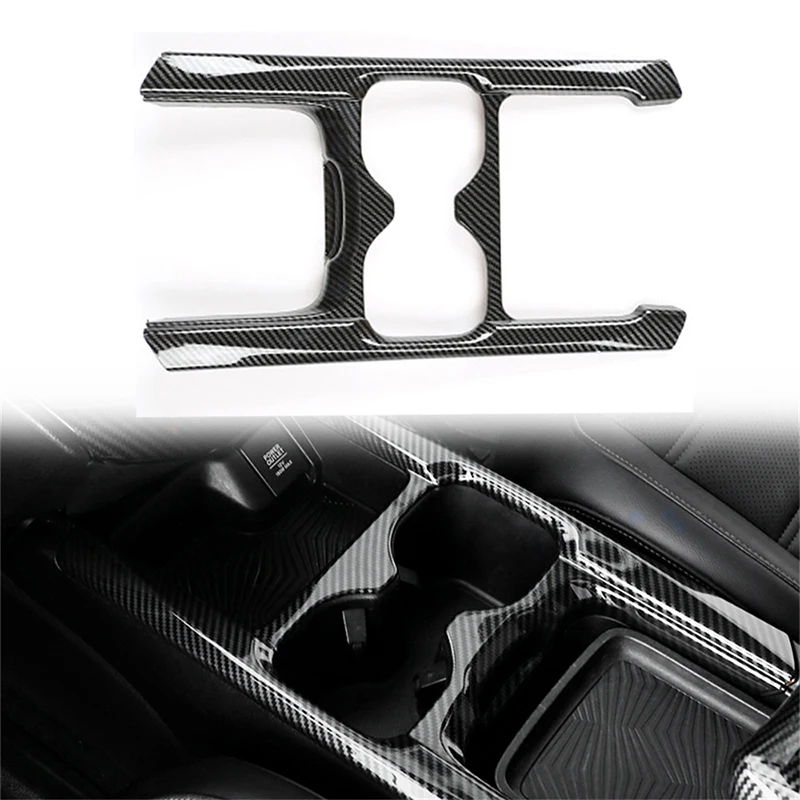 Car Carbon Fiber Black Interior Water Cup Holder Frame Cover Trim Frame for Honda CR-V CRV 5th 2017 2018 2019 2020 Accessories