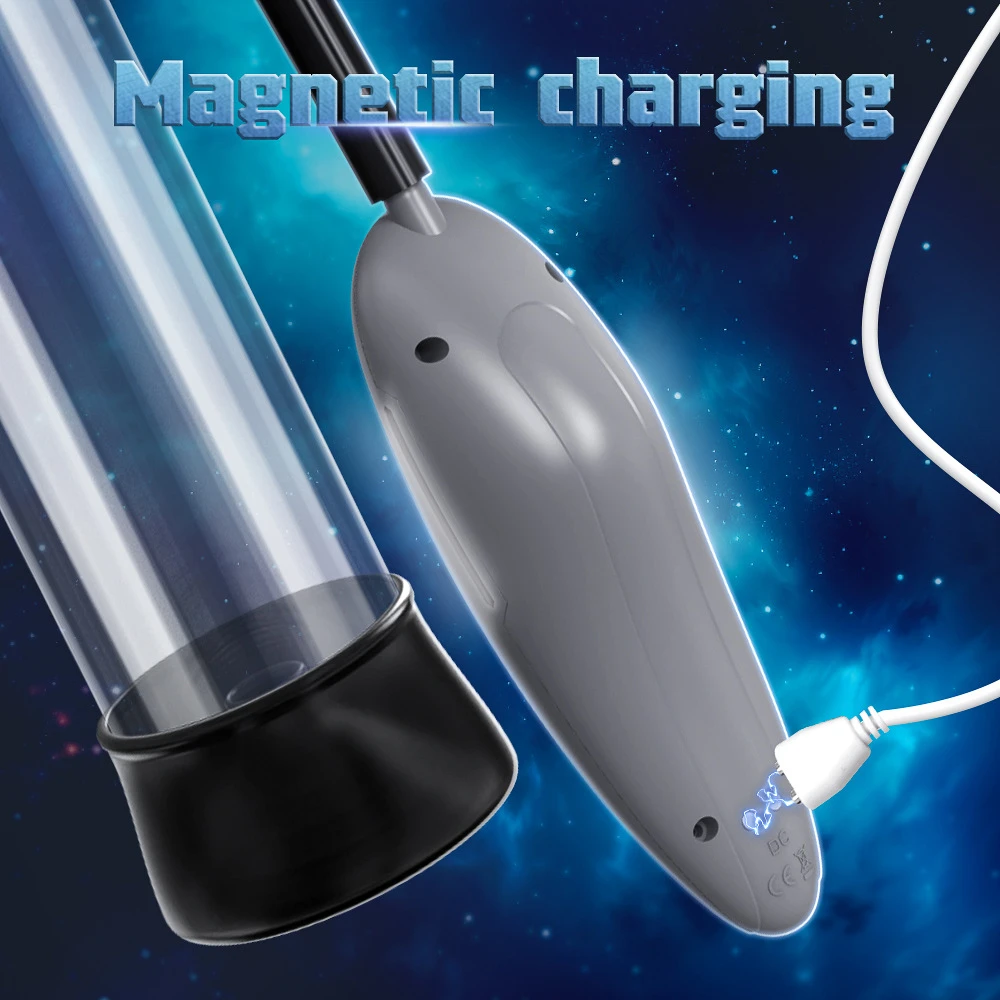 USB Rechargeable Penis Pump Electric Vacuum Pump for Men Waterproof Male Enhancement Device 4 Suction Modes Clear Measurement