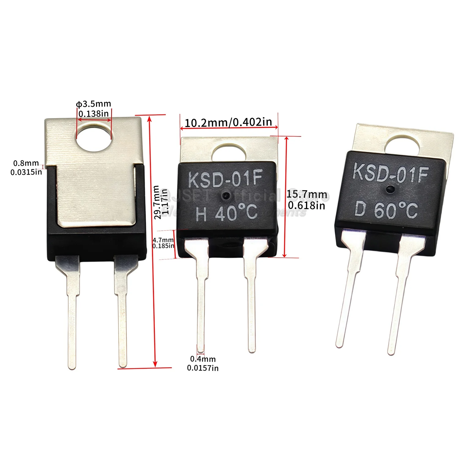 40 50 60 70 80 90 100 DegC NC Normally Closed NO Normally Open 1.5A Thermal Switch Temperature Sensor Thermostat KSD-01F JUC-31F