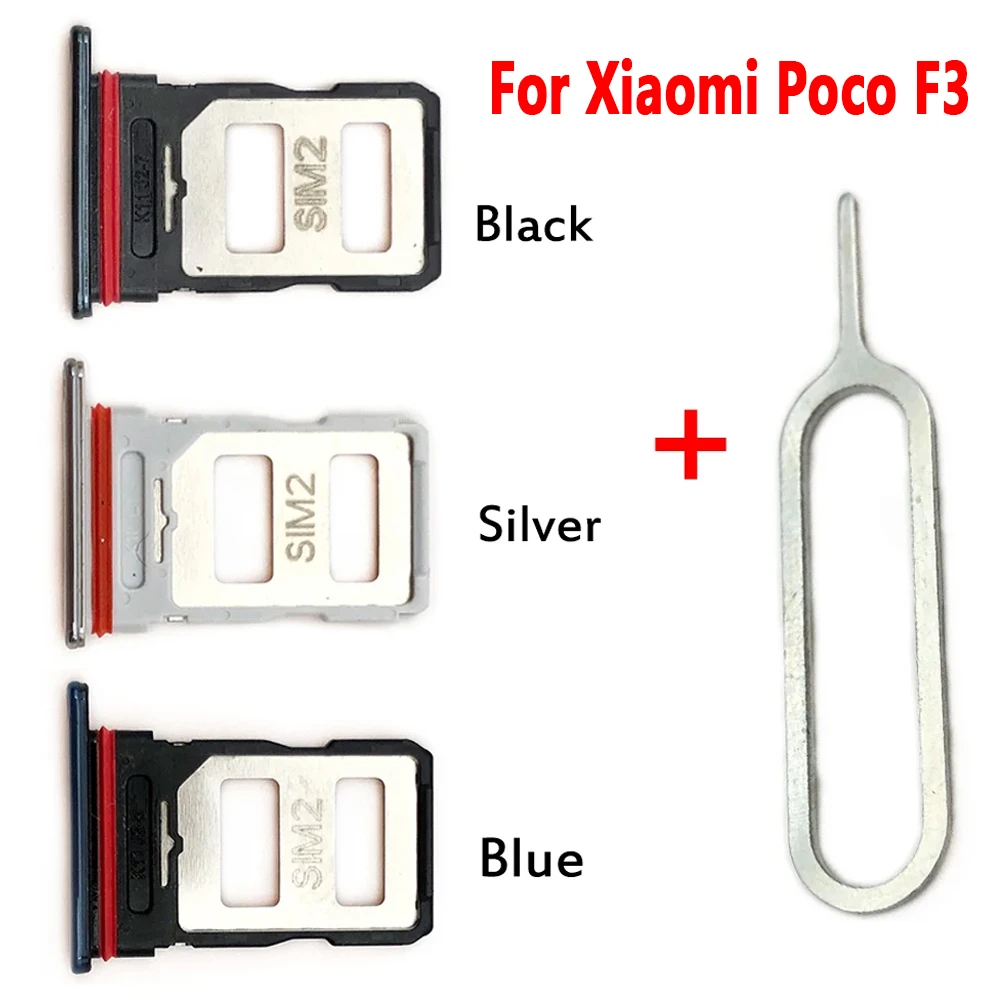 

Original Micro Nano SIM Card Holder Tray Slot Holder Adapter Socket For Xiaomi Poco F3 Pro / F3 / Redmi K40 Mobile Phone +Pin