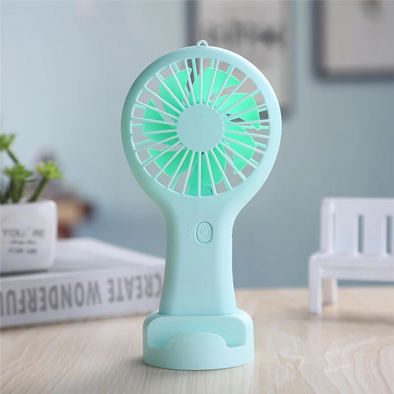 Handheld Mini Fan Portable USB Charging Convenient Small Fans Catapult Pocket Hand-Held Fan with Base Outdoor Fan-Green