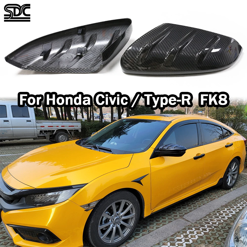 

Real Dry Carbon Fiber Side Mirrorcaps For Honda Civic Type-R FK8 Hatchback 2016-20 Mugen Style Rearview Mirror Cover Replacement