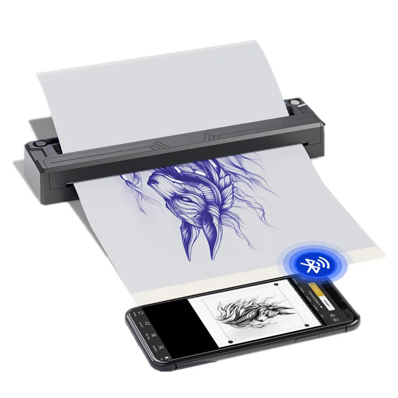 

Portable Tattoo Stencil Printer Inkless Tattoo Printer Wireless Bluetooth A4 Thermal Printer Compatible with Phone Tablet Laptop