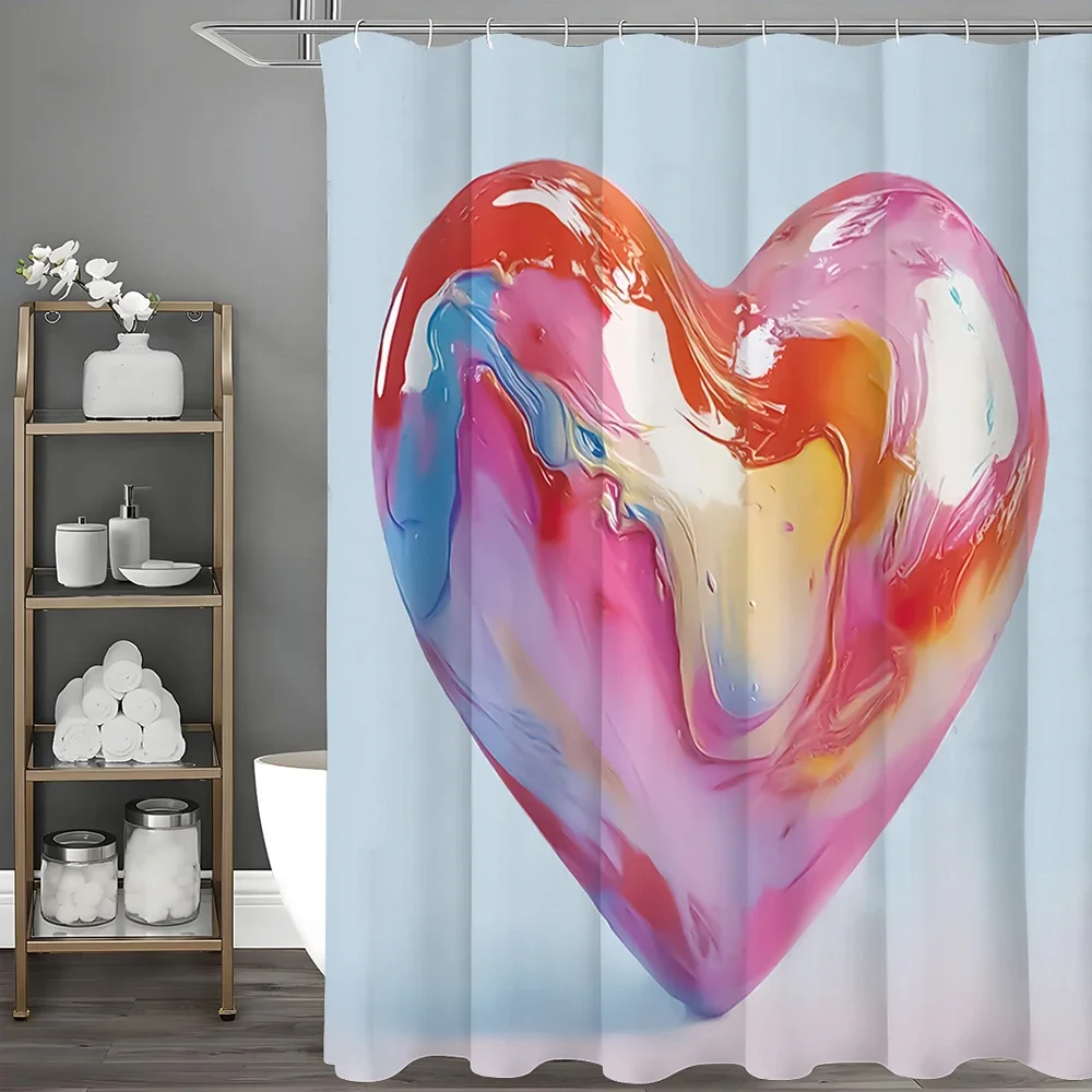 

Fluid Cubic Love Shower Curtain, Bathroom Decorative Shower Curtain, Waterproof Shower Curtain with Hooks multiple sizes