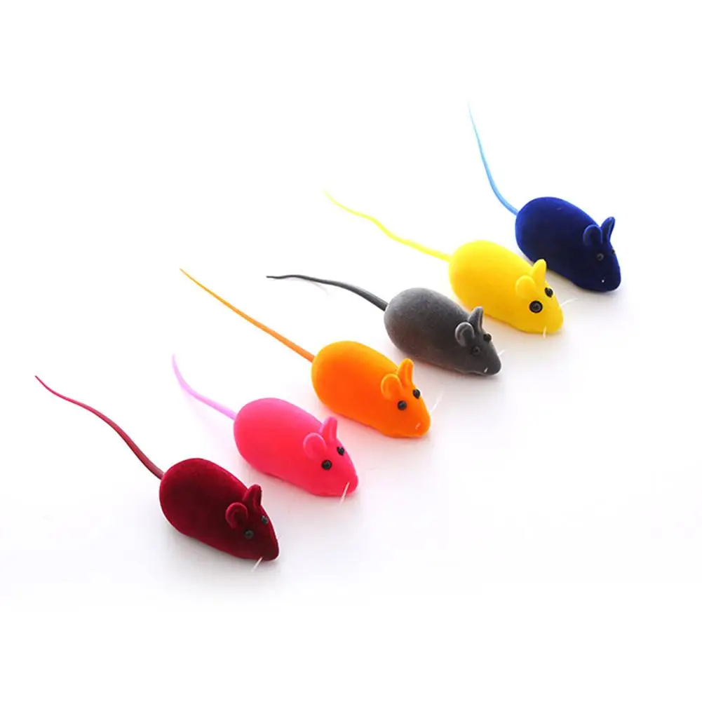 Random 1PCS Flocking Mouse Interesting And Interactive Toy Interes Stimulate Necessity Toy Fun Mouse Portable Cat Size P0T3