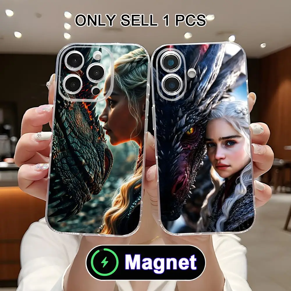 

Dragon Queen Clear TPU Magsafe Mobile Phone Case for iPhone 17 16 15 14 13 12 11 Air Pro Max Plus Mini Colorful Cover