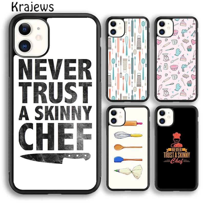 Krajews Baking Cooking Utensils Chef Phone Case Cover For iPhone 16 15 14 plus XS XR 11 12 mini 13 pro max Fundas