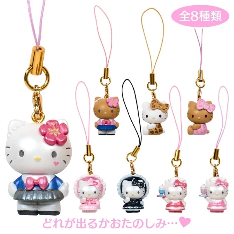 

Hot Selling New In Stock Leopard Print Hello Kitty Hanging Chain Blind Box Mobile Phone Pendant Packaging Accessories