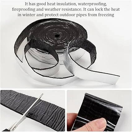 Kit di isolamento per tubi fai-da-te 5mm/10mm Nastro adesivo isolante in foglio di alluminio Foiled autoadesivo per uso di protezione del tubo dell'acqua