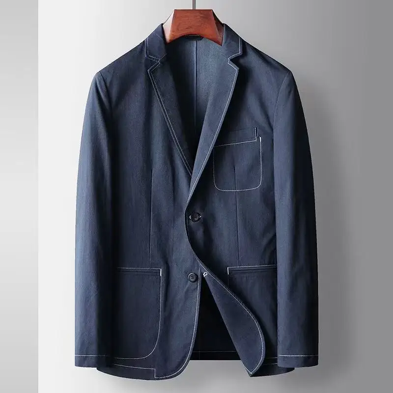 2025 Spring and Autumn New Men's Casual Suit Coat Light Luxury Quality Business Suit Top Cowboy Color Collection Line Design