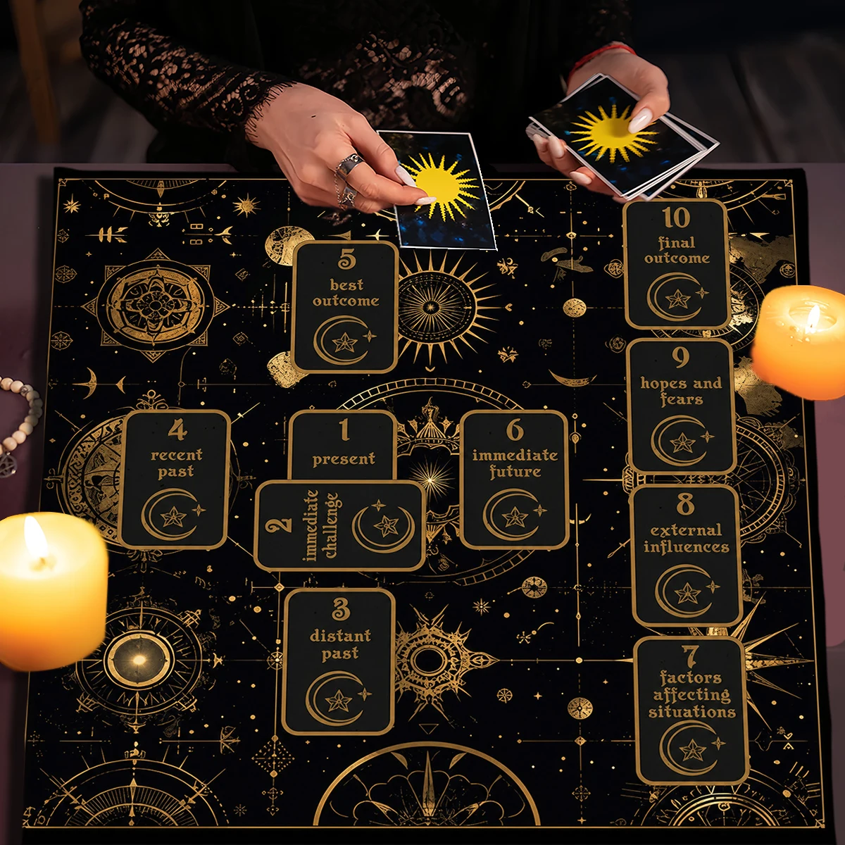 Celtic Cross Altar Cloth Tarot Card Table Cloth Moon Celestial Divination Table Cover For Tarot Mat Witchy Gifts Decor Card Pad