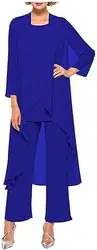 Elegante Moeder Van De Bruid Trouwfeest Jurk Chiffon Broek 3 Stuks Afneembare Jas Speciale Evenement Jurk Vestidos De Noche