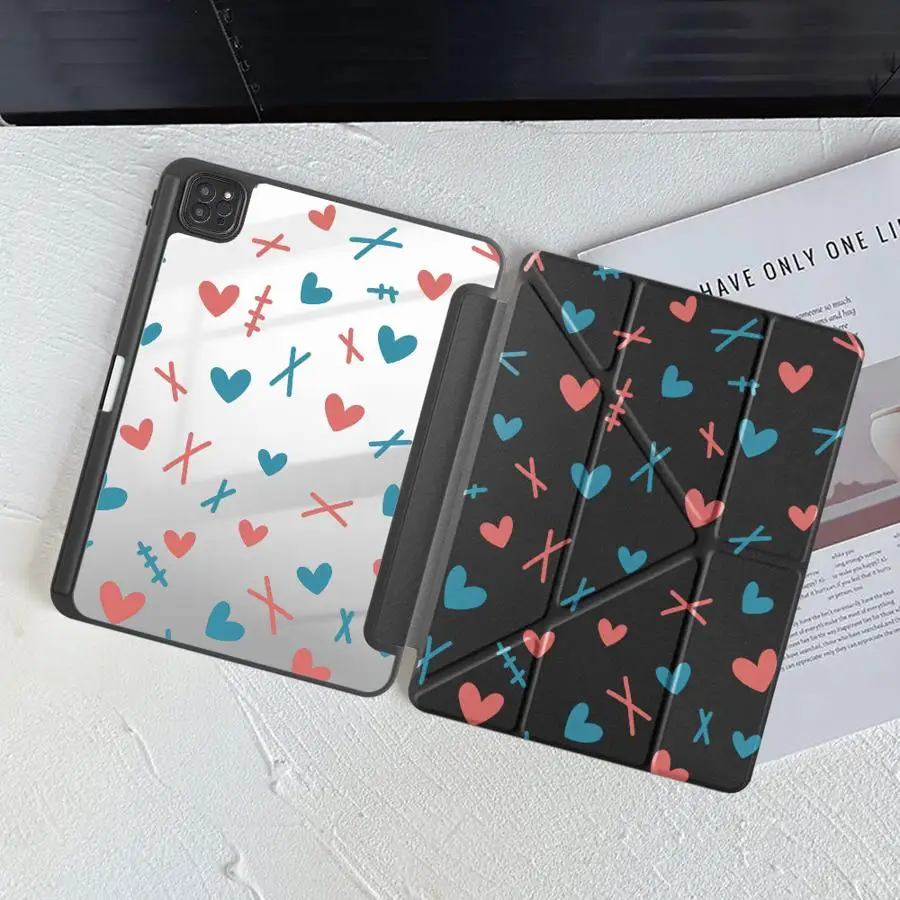 Tablet Case For iPad Mini 6 7 Pro 11 10 9 8 7 th 12.9inch Pro 2025 Air 4 5 M3 M2 M4 11inch Holder Cover Red Blue Heart