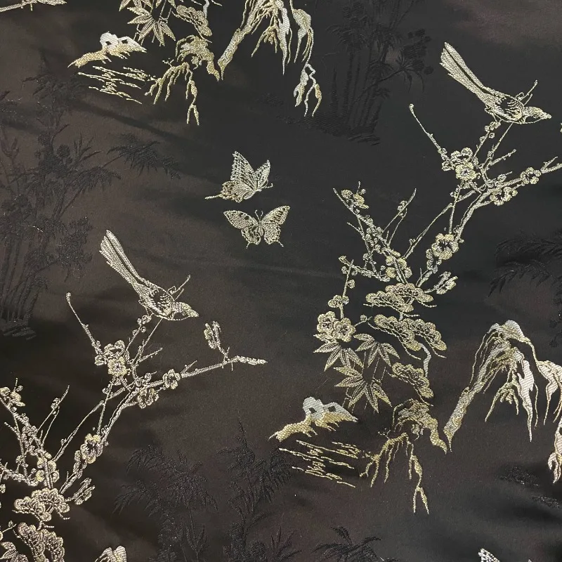 

Жаккардовая ткань в китайском стиле, осенне-зимняя куртка Cheongsam Hanfu, парчовая ткань с черным фоном для шитья своими руками