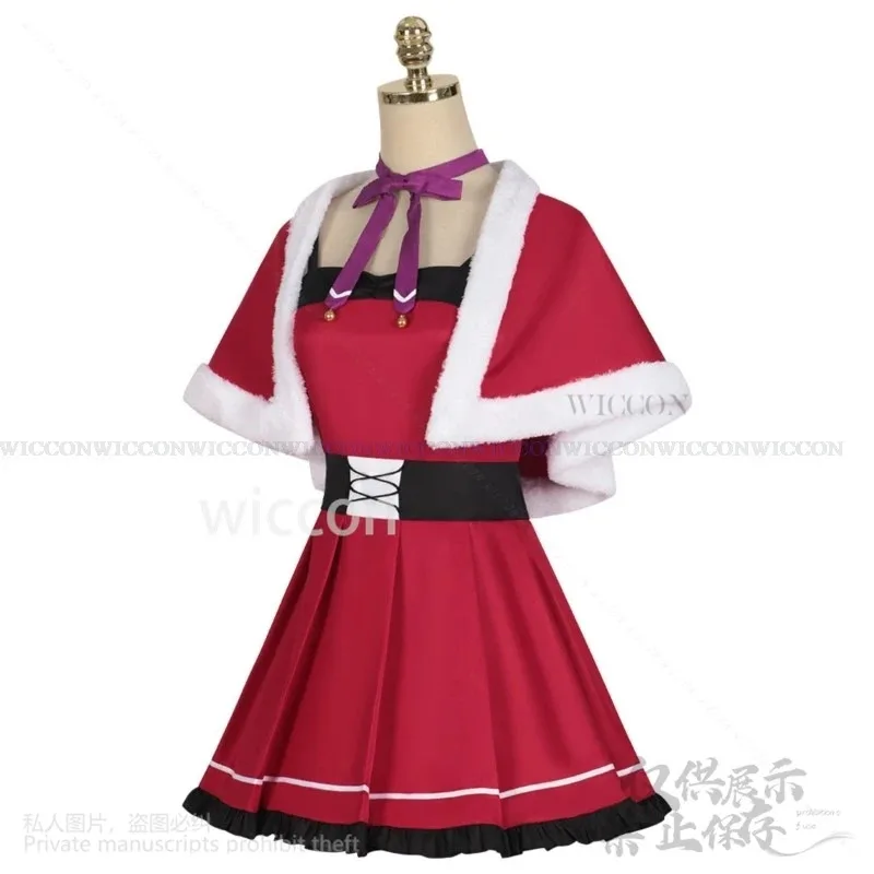 

a7d@2025 Christmas Costume Anime Cosplay Hoshino Ai Hat Red Lolita Dress Wig Uniform Set Women Halloween Role Play Party Outfit