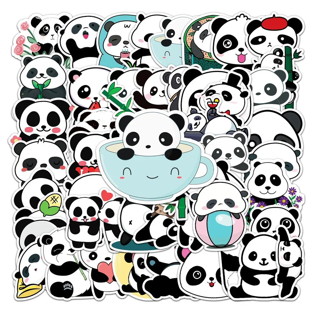 10/30/50PCS Panda Graffiti Stickers Cartoon Cute Animal iPad Stickers DIY Skateboard Guitar  Luggage Graffiti Stickers Wholesale