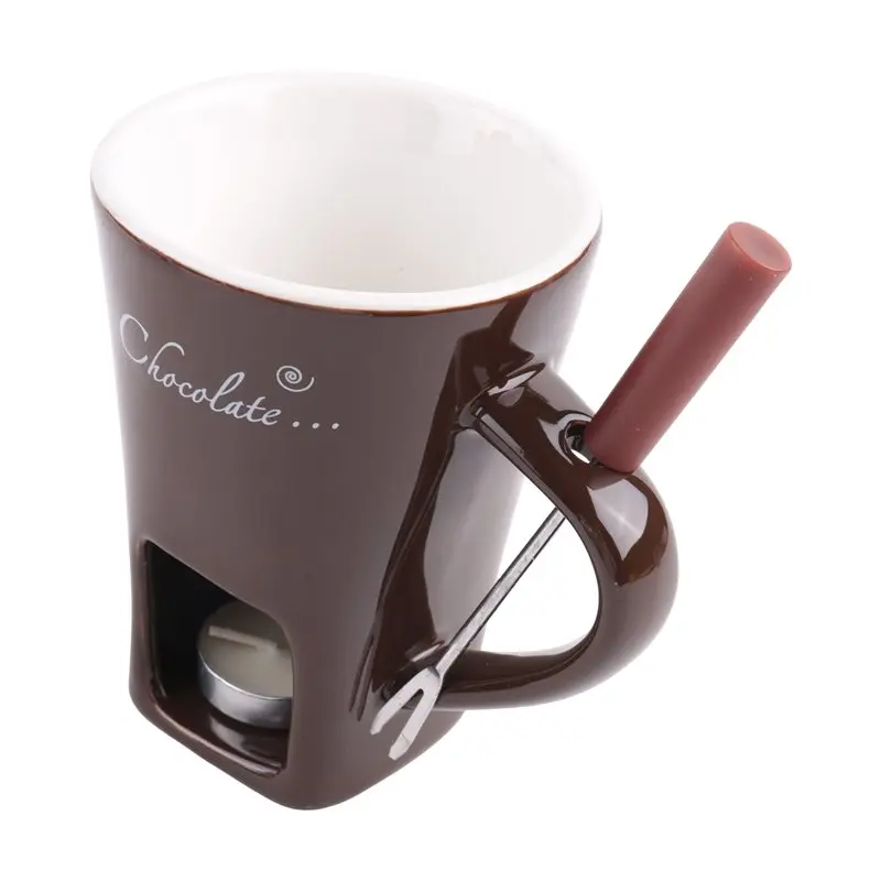 AWAH Fondue Mug Set Chocolate Cheese Milk Cream Making Set Single Butter Melter Baking Cup Candlestick