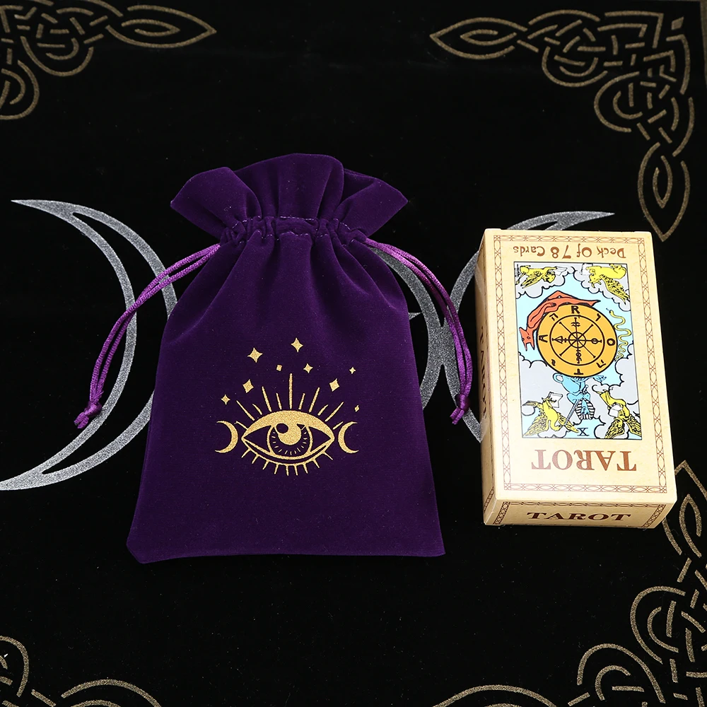 Velvet Drawstring Tarot Storage Bag with Embroidery Design