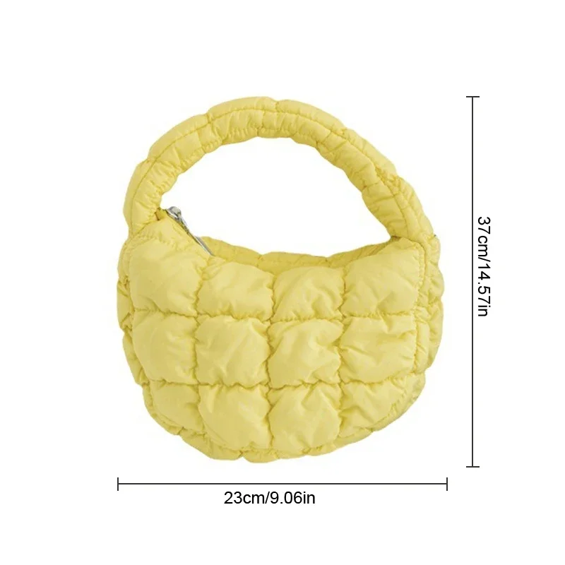 Fashion Mini Puffer Tote Bag Quilted Circle Phone Purse Elegant Purple Soft Nylon Padded Key Pouch Simple Trend Handbag - view 6