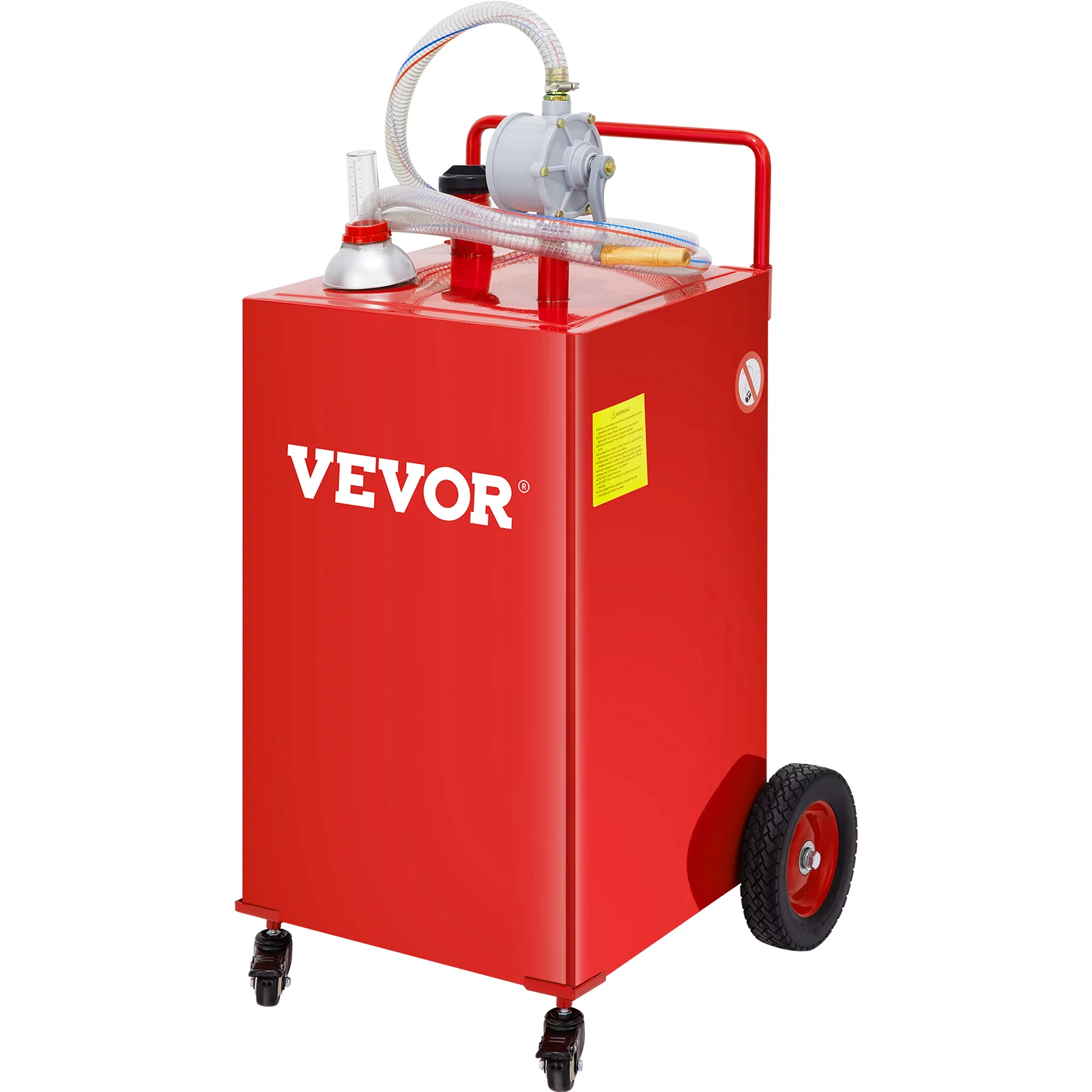 VEVOR 30 Gallon Fuel Caddy, with Manuel Transfer Pump Gasoline Diesel Fuel Container for Cars Lawn Mowers ATVs Boats More