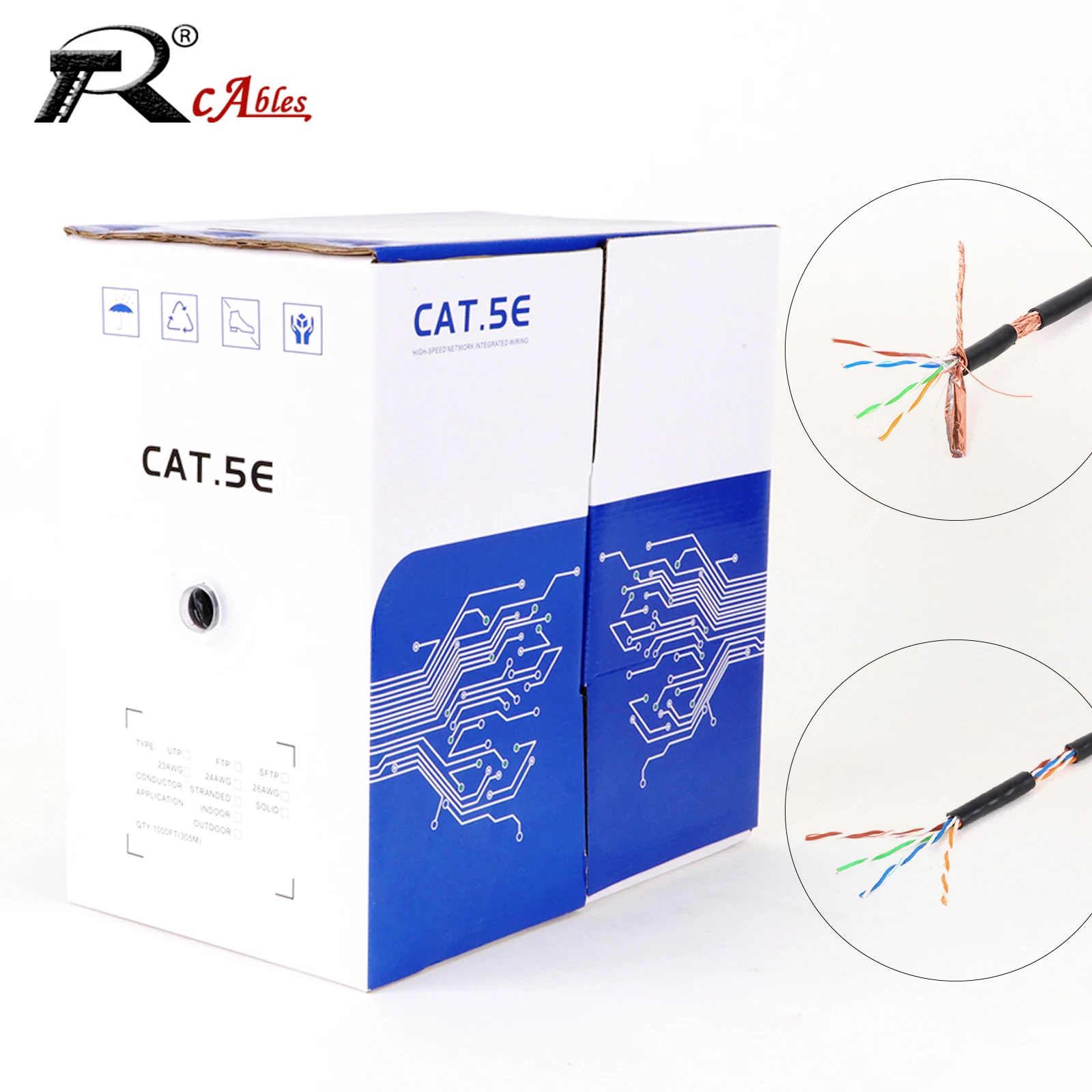 Cat5/CAT5E Plenum (CMP) Ethernet Cable 1000FT/300M UTP/STP LAN Network RJ45 Twisted Pair Cable,4 Pair Solid Bare Copper