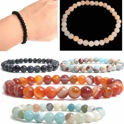 Round Beads Bracelet for Men and Women, Quartz, Tiger Eye, Agates, Buddha, Natural Stone, Elastic Rope, Reiki, Opal, New, 6mm