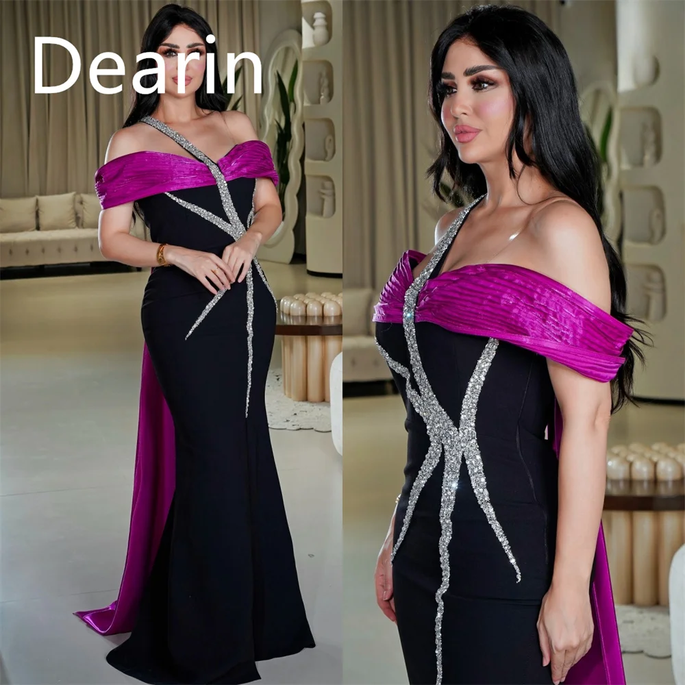 

Customized Evening Gown Formal Women Prom Dress Dearin Off-the-shoulder Sheath Floor Length Skirts Ribbon Bespoke Occasion