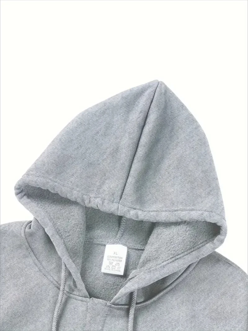 سويت شيرت رجالي بغطاء للرأس، طراز الخريف والشتاء، دافئ ومريح، بتصميم بصمة اليد.