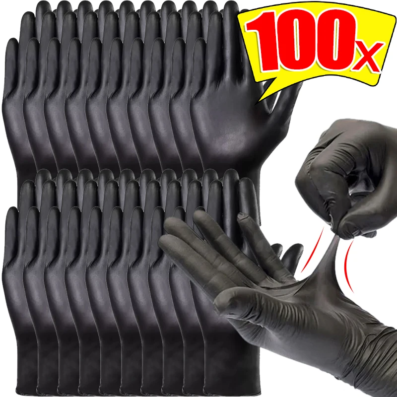 Disposable Gloves Black Nitrile Gloves for Home Kitchen Cooking Tools Tattoo Washing Car Household Cleaning Work Safety Gloves