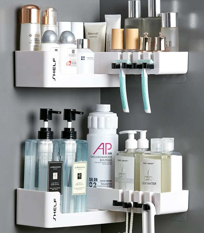 Creative Bathroom Shelf Rotatable Storage  For Toilet Kitchen Home Organizer With Hook  Accessories