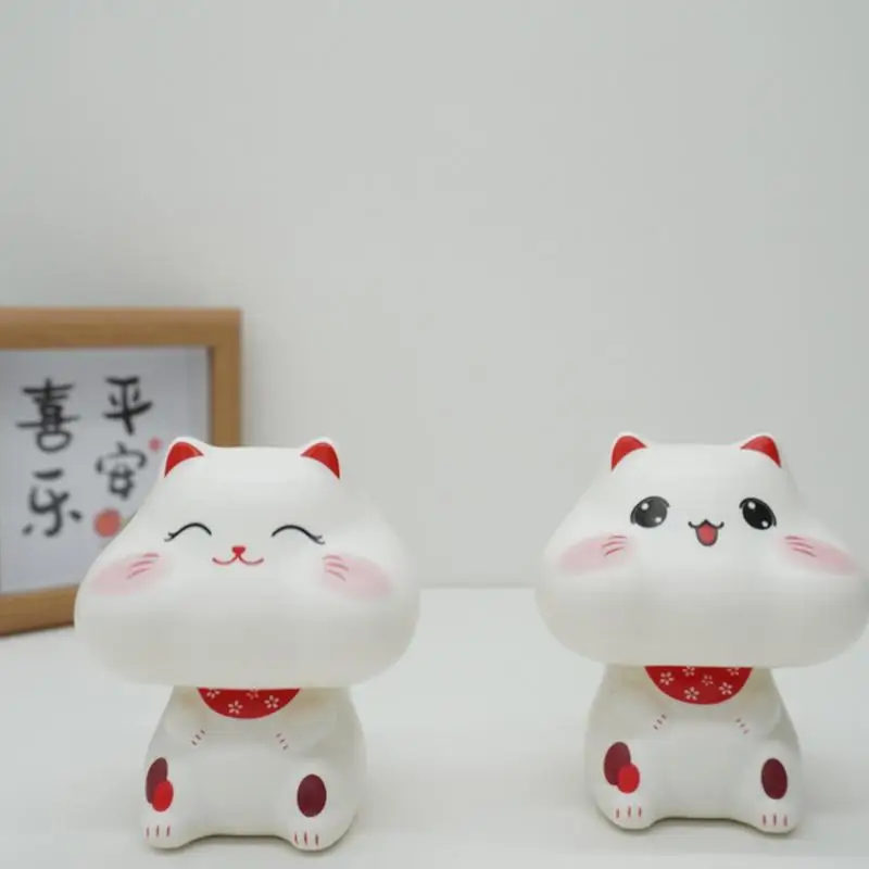 Fortune Cat Car Statue ABS Multifunctional Auto Solar Powered Dashboard Ornament Shaking Head Figurine Decoration Cars Accessory