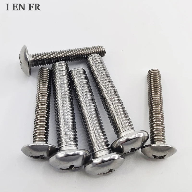 50개/묶음 M0.8 M1 M1.2 M1.4 M1.6 M2 M2.5 M3 M4 미니 마이크로 소형 GB818 304 스테인리스 스틸 십자 팬 헤드 나사 원형 볼트