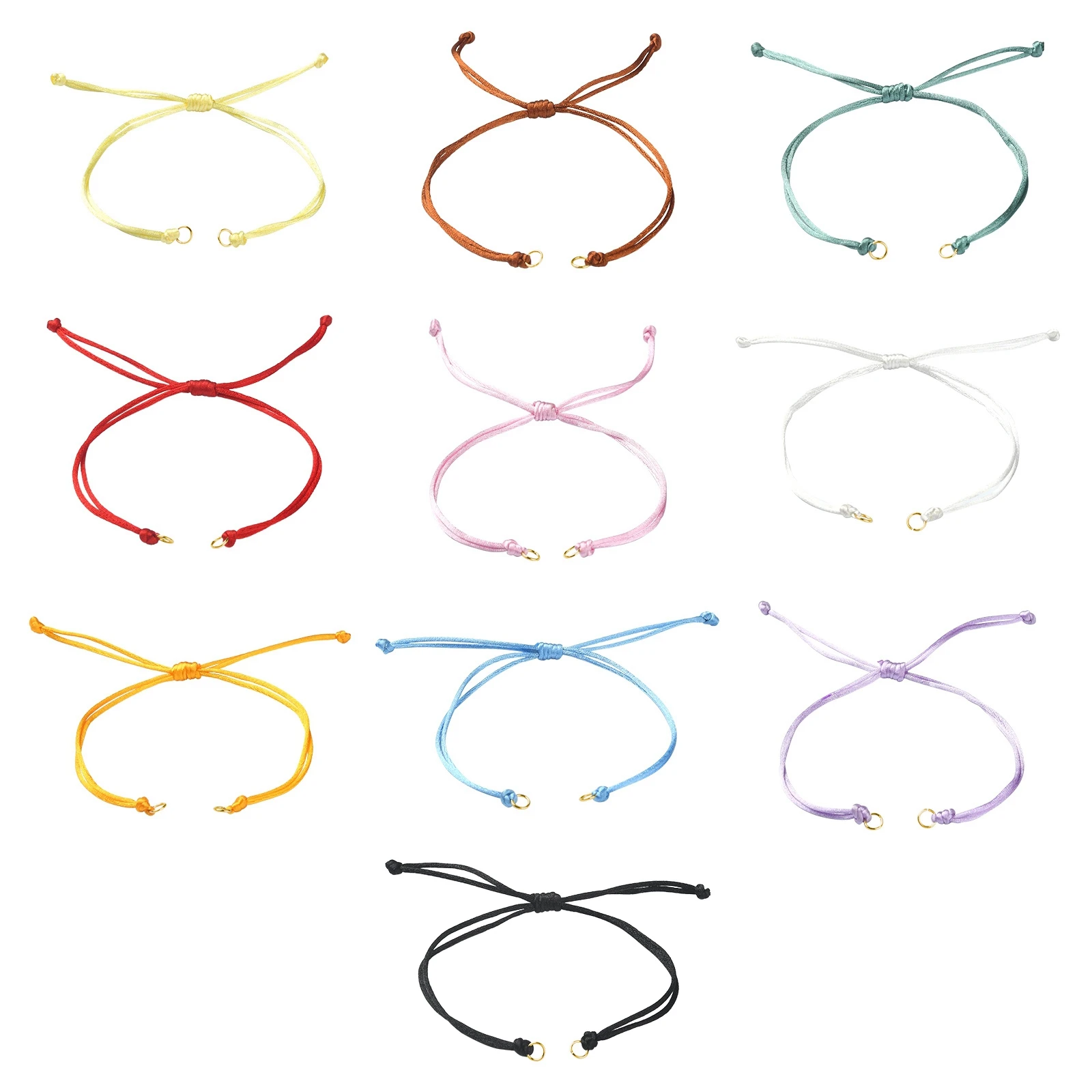 40Pcs 10 Colors Nylon Braided Adjustable Link Bracelet Half Finished Braided Nylon Thread Bracelets for DIY Bracelet Making