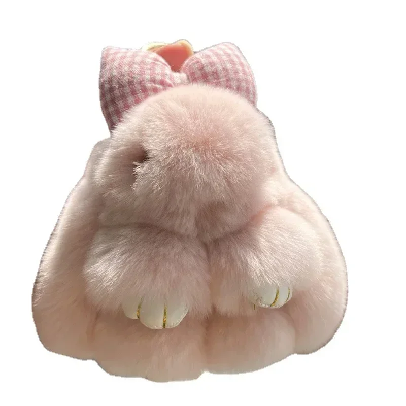 2024 Mini Rabbit Hair Bow Pendant Bag Strap Car Key Chain Cute Bunny Couple Pendant Cute Keychain Key Chains