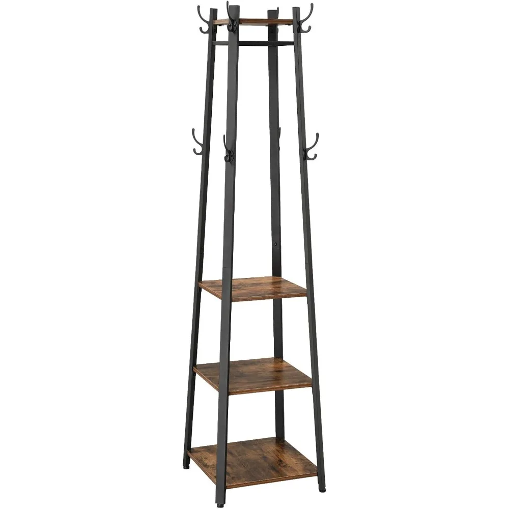 

Coat Rack, Coat Stand Hall Tree Free Standing with Hooks for Scarves,